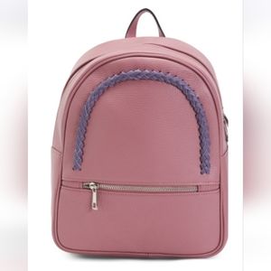 MSRP $420 Antique Rose Leather Backpack, Braided Detail Italy NWT Offers Welcome